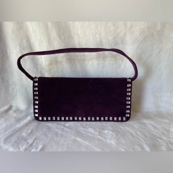 Victoria Secret Purple Velvet Dress Handbag or Clutch Designer - Picture 2 of 12